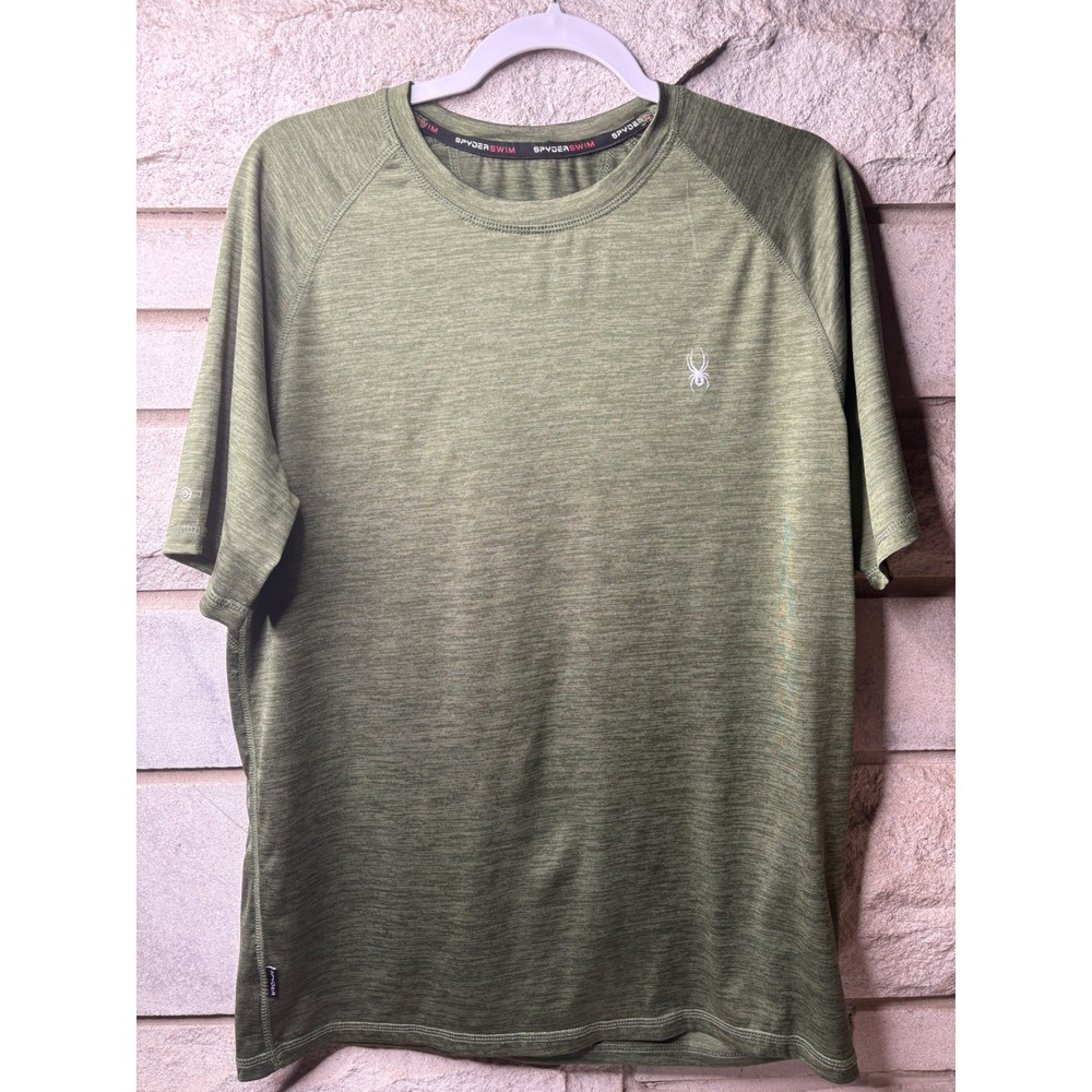 Spyder Mens Rash Guard Swim Shirt Heathered‎ Olive Green UPF 30+ S923154 Medium